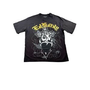 Ed Hardy Cross Heart Boxy T Shirt Archival Tattoo Mens M Black Short Sleeve Y2K
